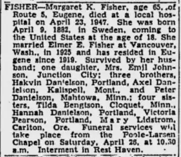 Margaret Fisher obituary